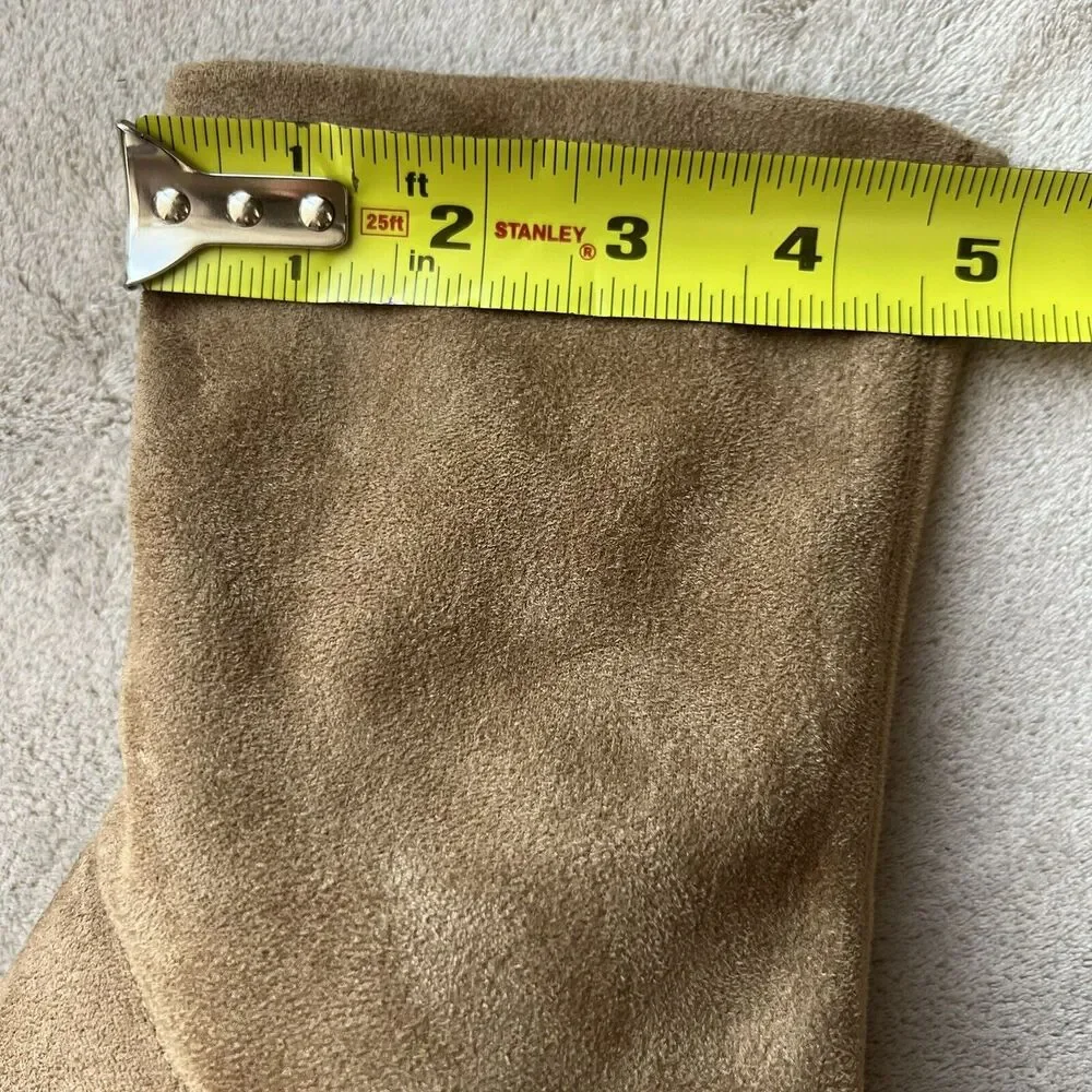 Marc Fisher LTD Larry Sock Ankle Boot Women 9 M Tan Faux Suede Pointed Toe Block